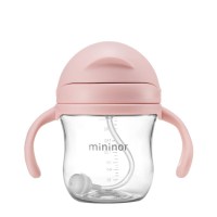 Mininor εκπαιδευτικό ποτηράκι με καλαμάκι - Pink 0902-14242 - MININOR